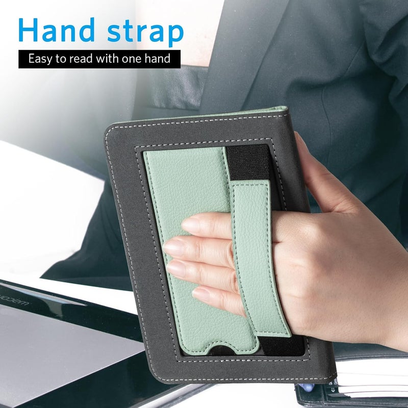 CoBak Case with Stand for for 6" Kindle (2024 & 2022, 11th Gen) – PU Leather Smart Cover with Auto Sleep/Wake & Hand Strap, Premium Protective Case for Kindle Basic,Sage Green - Image 3